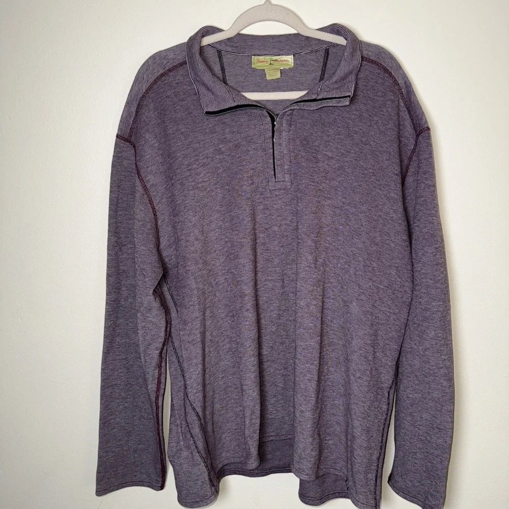 Tommy‎ Bahama Men's Size XXXL Purple 1/4 Zip Long Sleeve Mock Neck Pullover